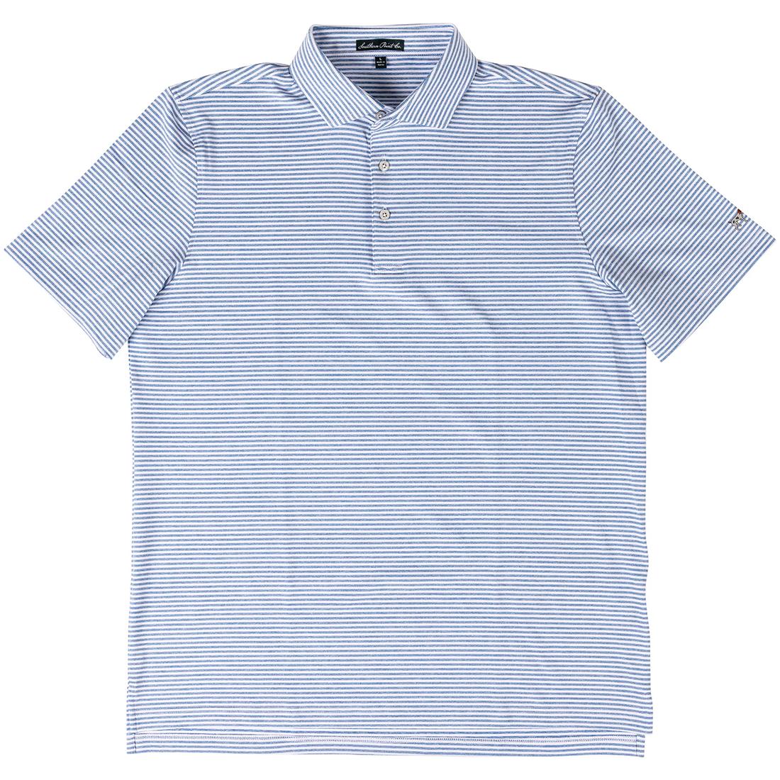  Heathered Stripe Perf Polo Washed Navy/White