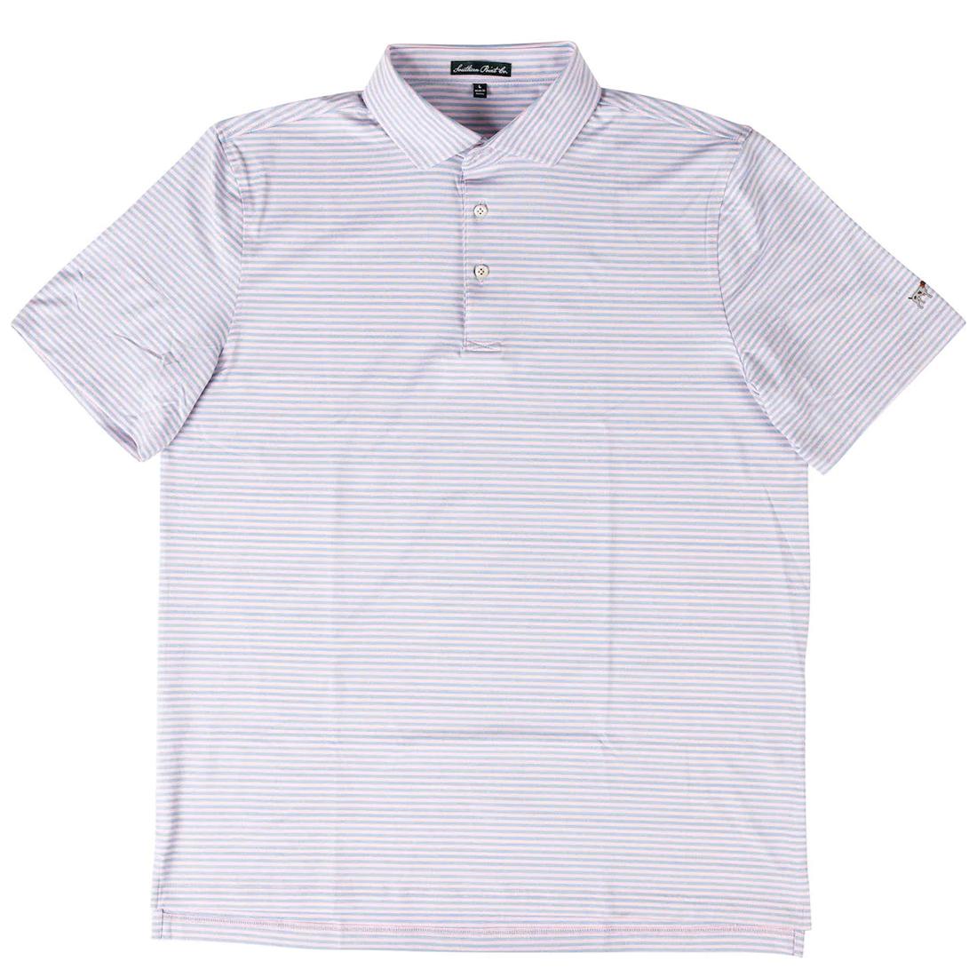  Youth Classic Hthr Stripe Polo Weathered Blue/Pink