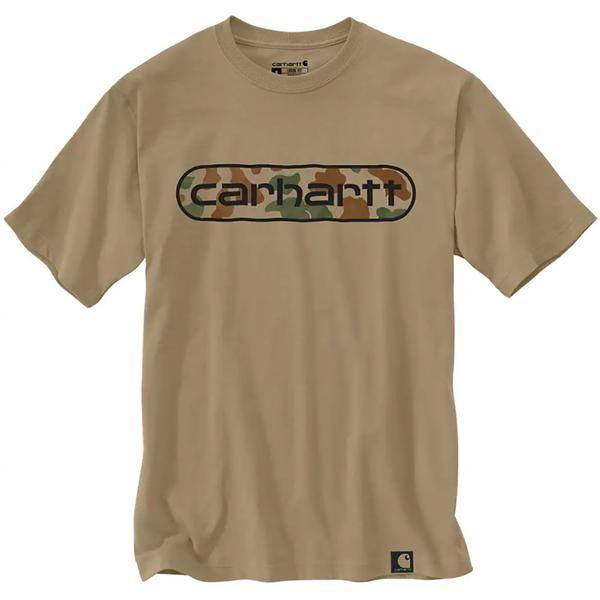  Men's Loose Fit Heavyweight Short- Sleeve Camo Logo Graphic T- Shirt